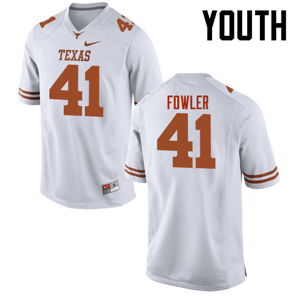 Youth #41 Erick Fowler Texas Longhorns College Football Jerseys-White